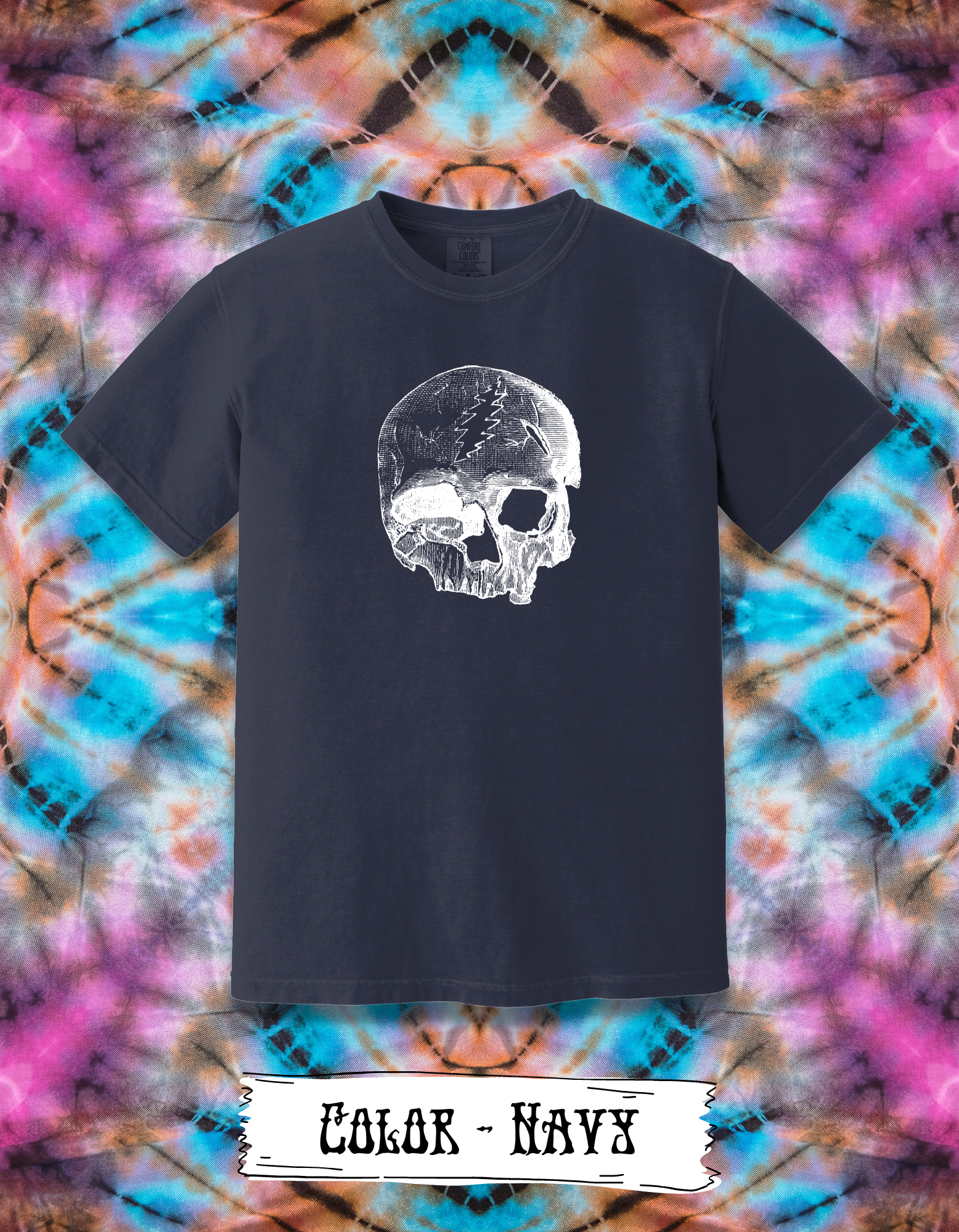 Grateful Dead - Tie Dye Lightning Bolt T-Shirt - X-Large