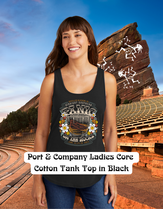 Panic On the Rocks 2023 Black Ladies Cotton Tank Lot Shirt - Magic & Glory Widespread Panic Artist Collection